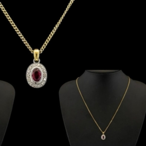 Jewelry - Gold Diamond and Ruby Necklace.